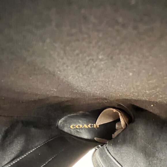 Coach Raquel Leather Tall Boots Size 9B Black Zip Closure Mid Heel CW985 - Picture 14 of 16